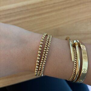 14k gold filled water-resistant beaded bracelet set of 3 Karan lazar